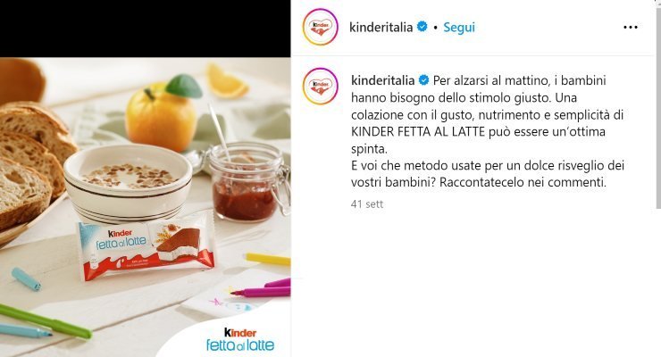 prodotti kinder fetta al latte