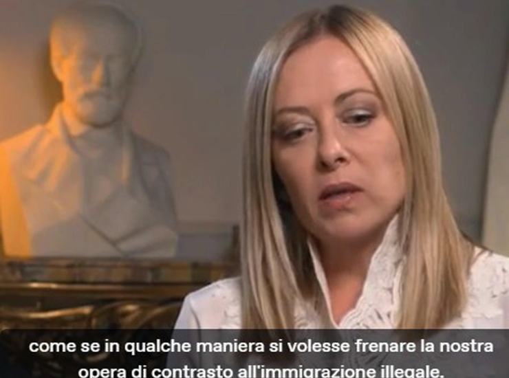 Il premier Meloni durante l'intervista al TG5
