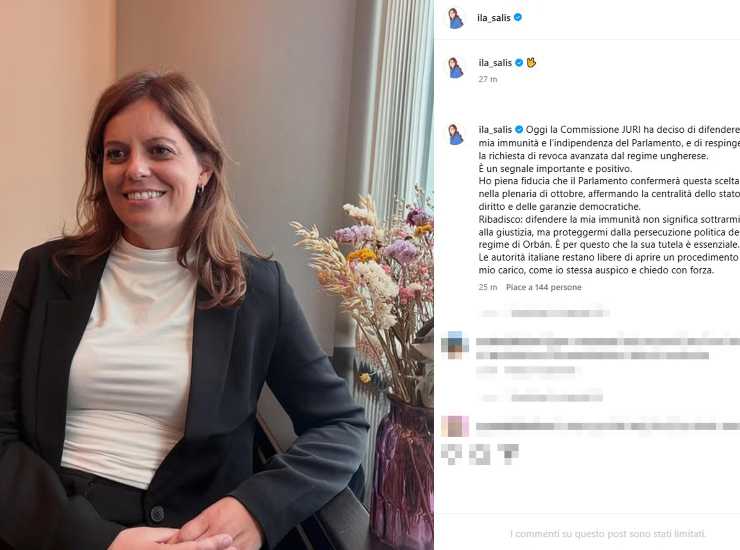 Ilaria Salis con il post su Instagram
