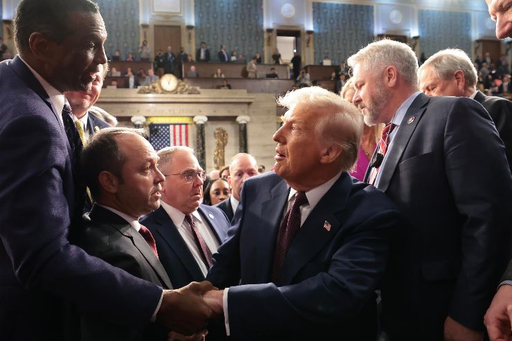 Il presidente Donald Trump mentre è al Congresso