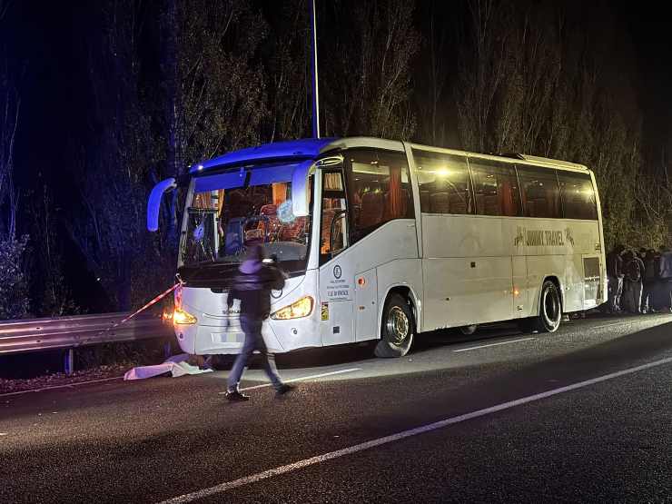 Il pullman colpito a Rieti