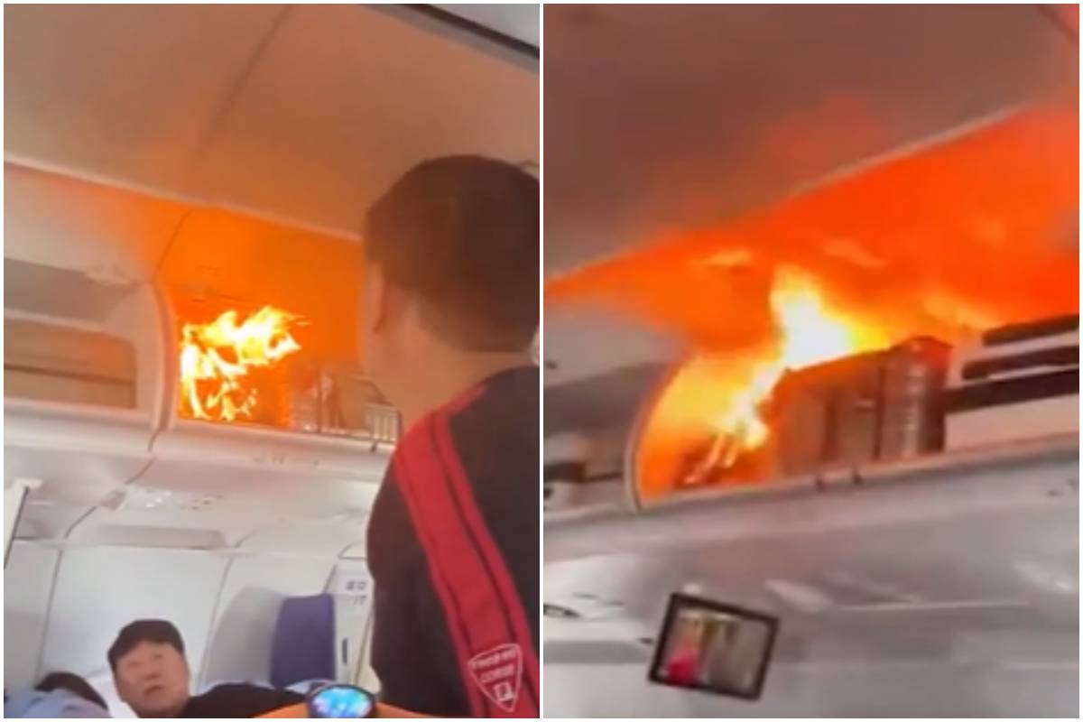 Incendio su un aereo
