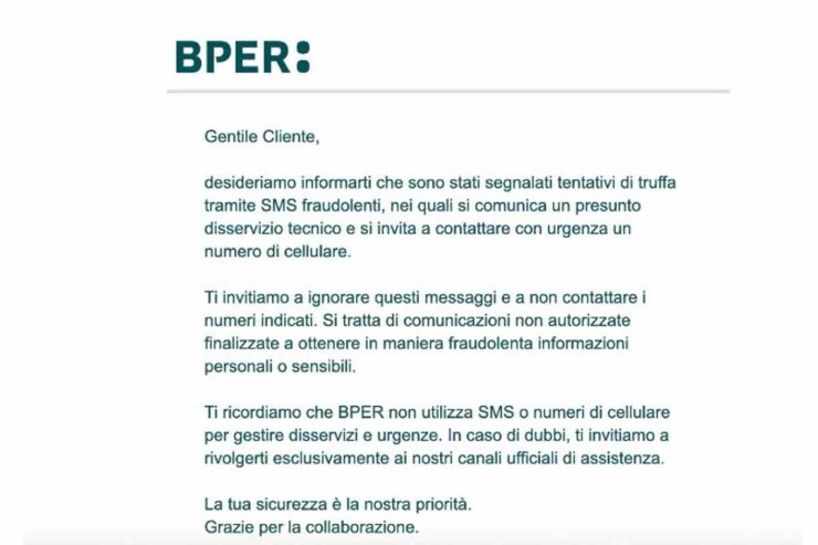Messaggio BPER