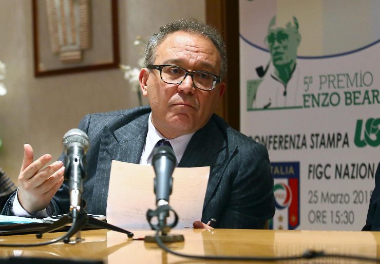 Il giornalista Enrico Varriale durante una conferenza stampa