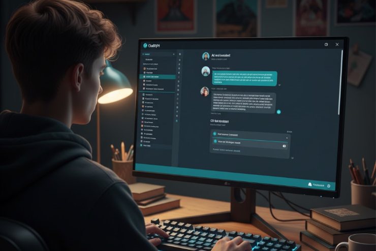 Ragazzo scrive all'AI