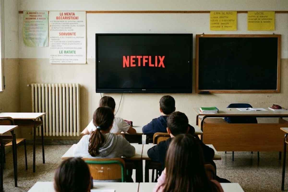 Studenti che guardano una serie Netflix