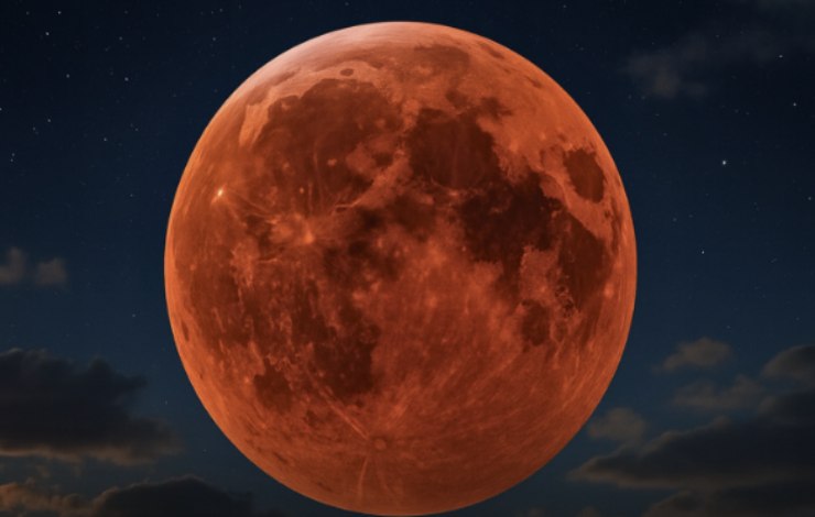 La luna piena e rossa