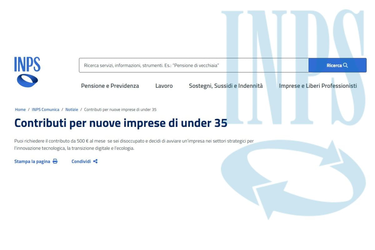 screen sito inps bonus under 35 indicazioni