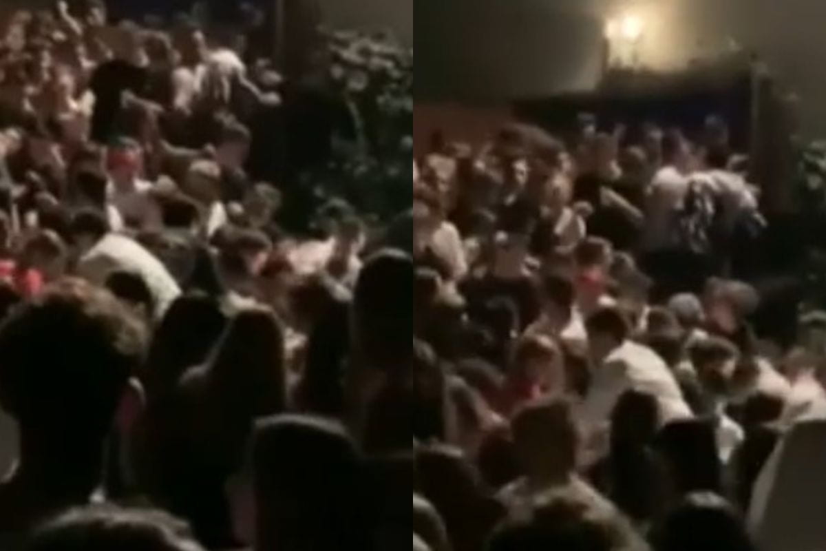 momento del cedimento della balaustra discoteca corinaldo