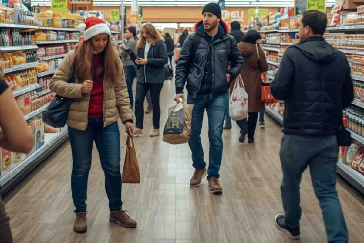 supermercato aperto oggi e gente che fa la spesa