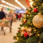 Un supermercato con l'albero di Natale