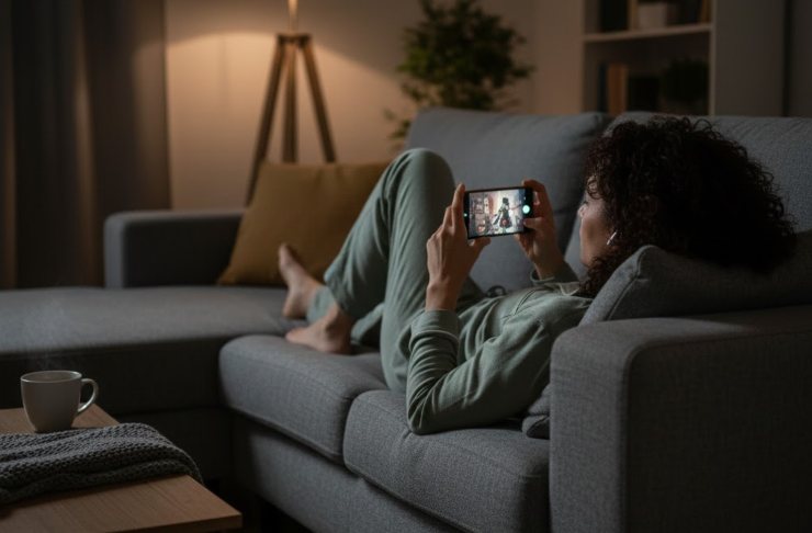Una ragazza guarda una serie tv sullo smartphone