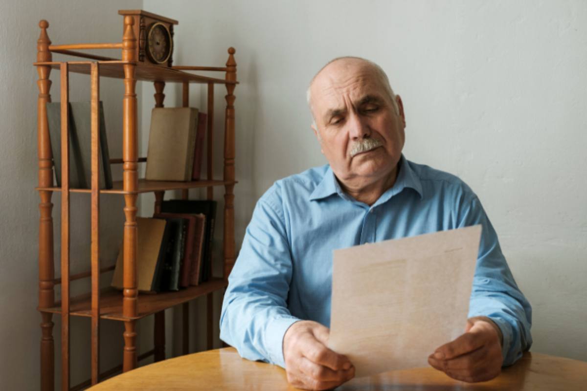 uomo anziano che legge una lettera