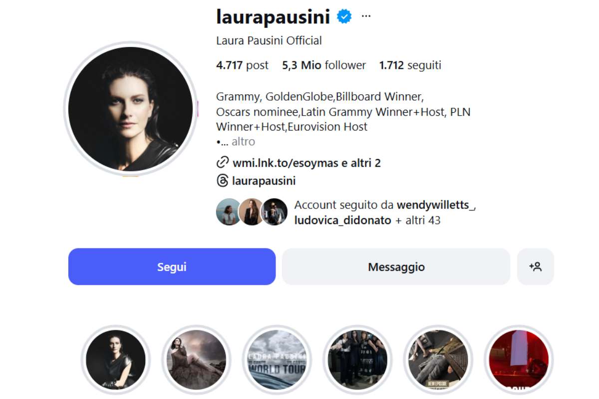 instagram laura pausini