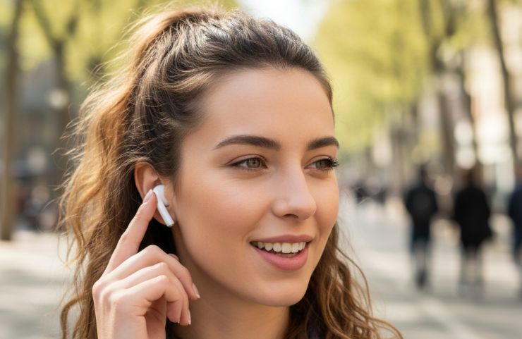 Ragazza con auricolari