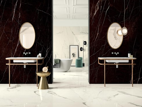 Cotto d’Este Vanity pavimento e rivestimento in gres effetto marmo per bagno di lusso